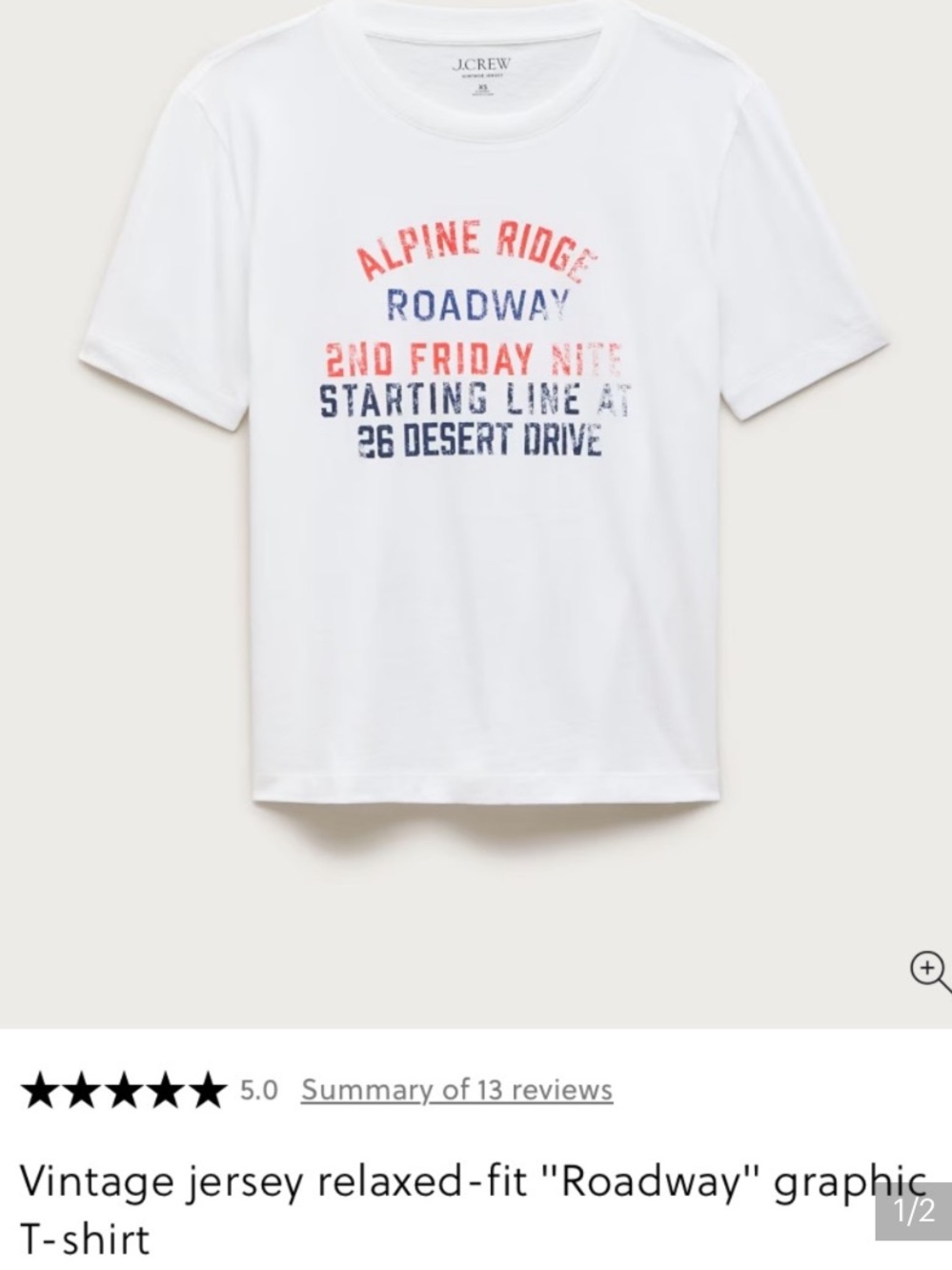 J. Crew vintage jersey relaxed fit “roadway”Graphic t-shirt